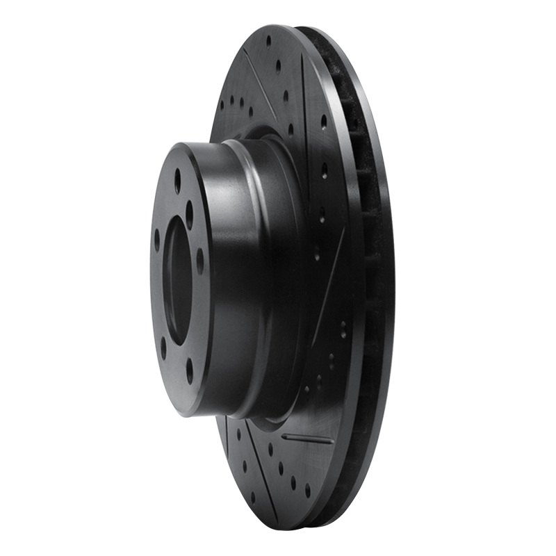 BMW 525i Brake Rotor (1) - Front Right - R1 Concepts - Drilled & Slotted - Black - `04-`10